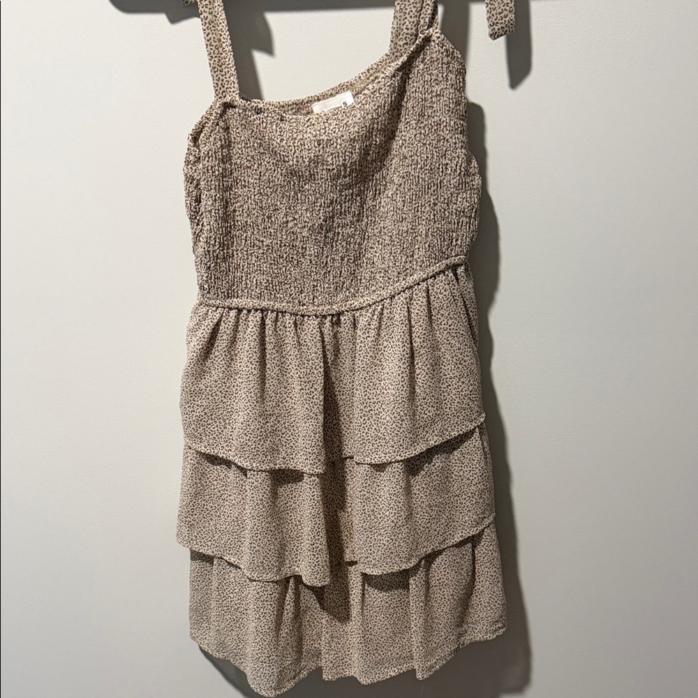 LeTiered Beige Ruffle Sundress